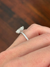 IGI certified white gold oval and round lab diamond ring