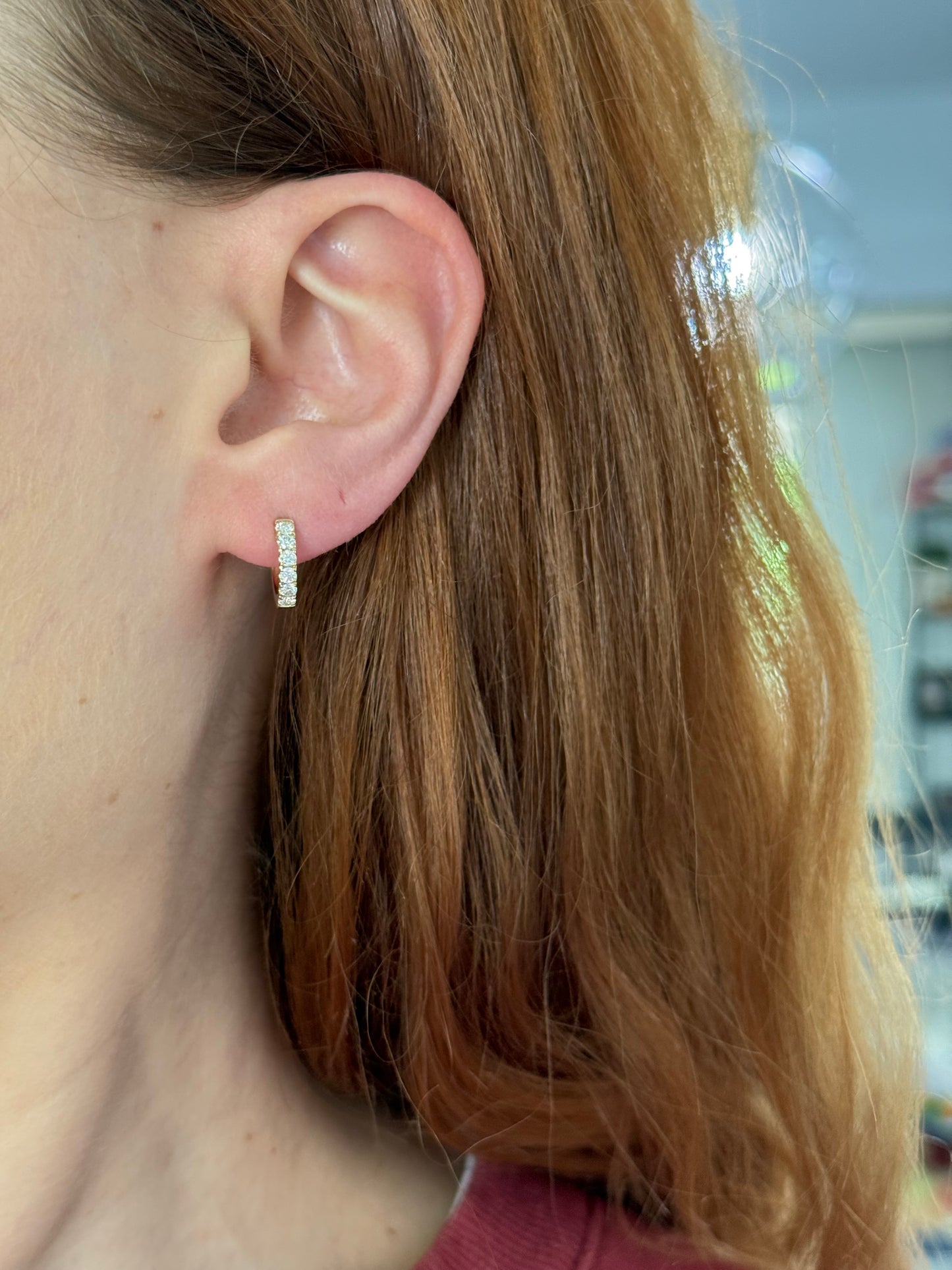 11.8mm yellow gold 0.48ct lab diamond hoop earrings