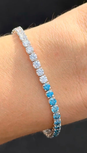 7.82 ct Blue and White Lab Diamond tennis bracelet