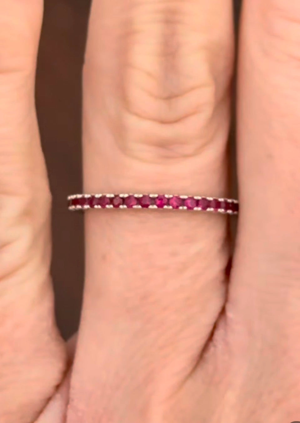 White gold natural ruby band