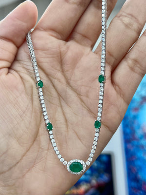 14k 6.5 ctw Emerald Diamond Necklace