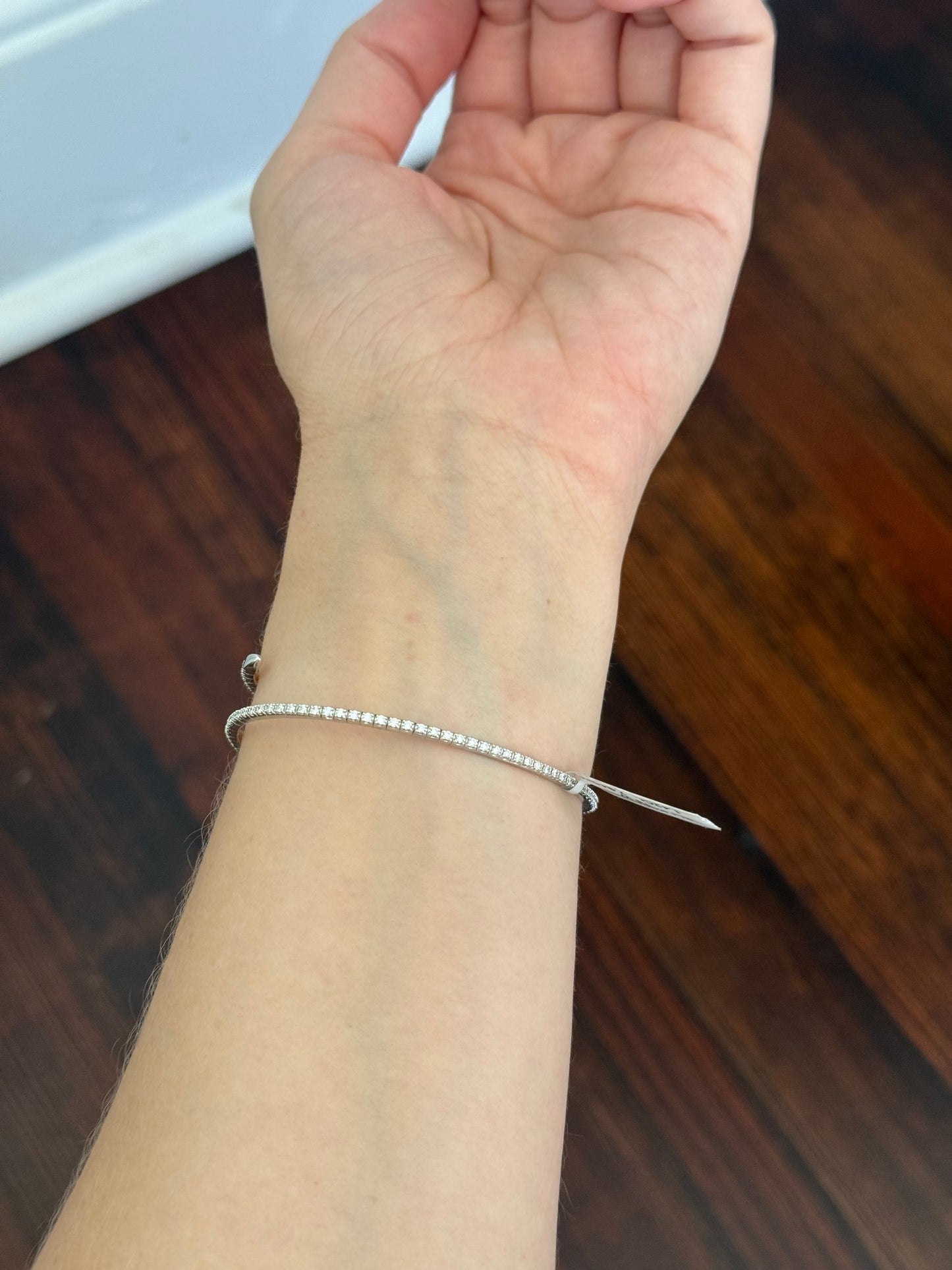 White gold 1.42ct natural diamond wrap around flex bracelet
