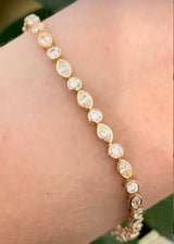 Yellow gold bezel set 3.45ct marquise and round natural diamond bracelet