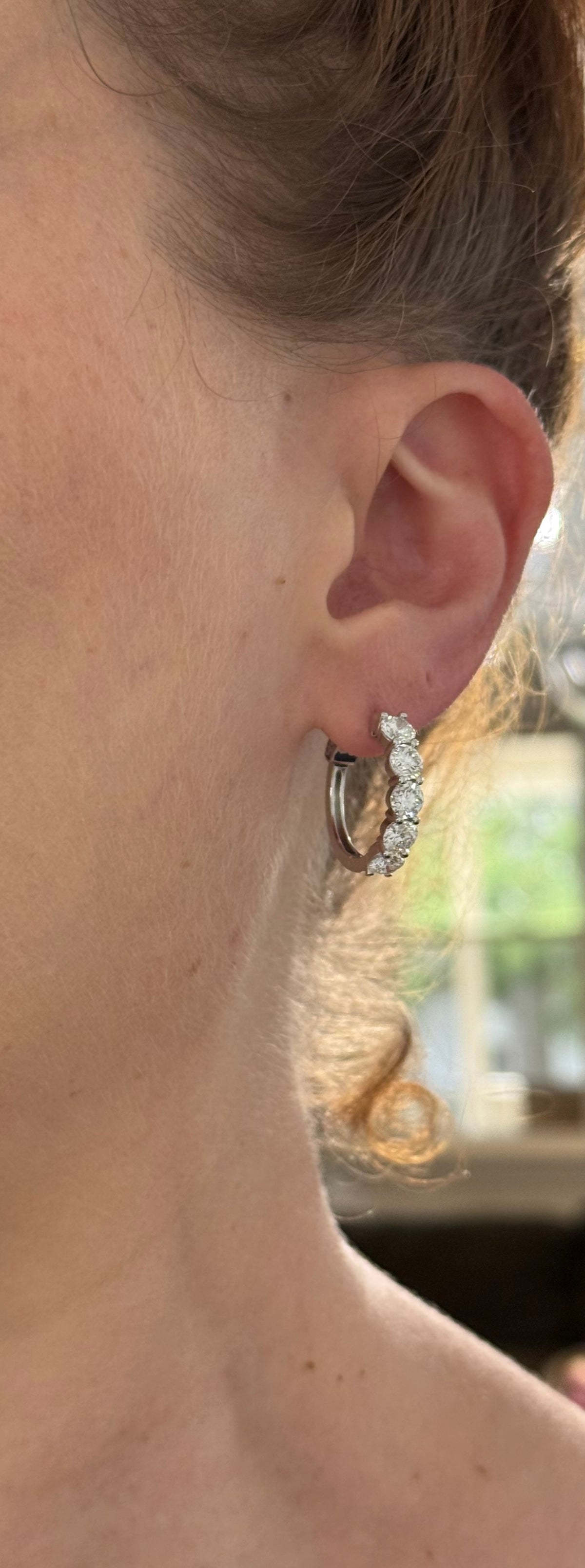 21.6mm white gold 4.18ct lab diamond hoop earrings