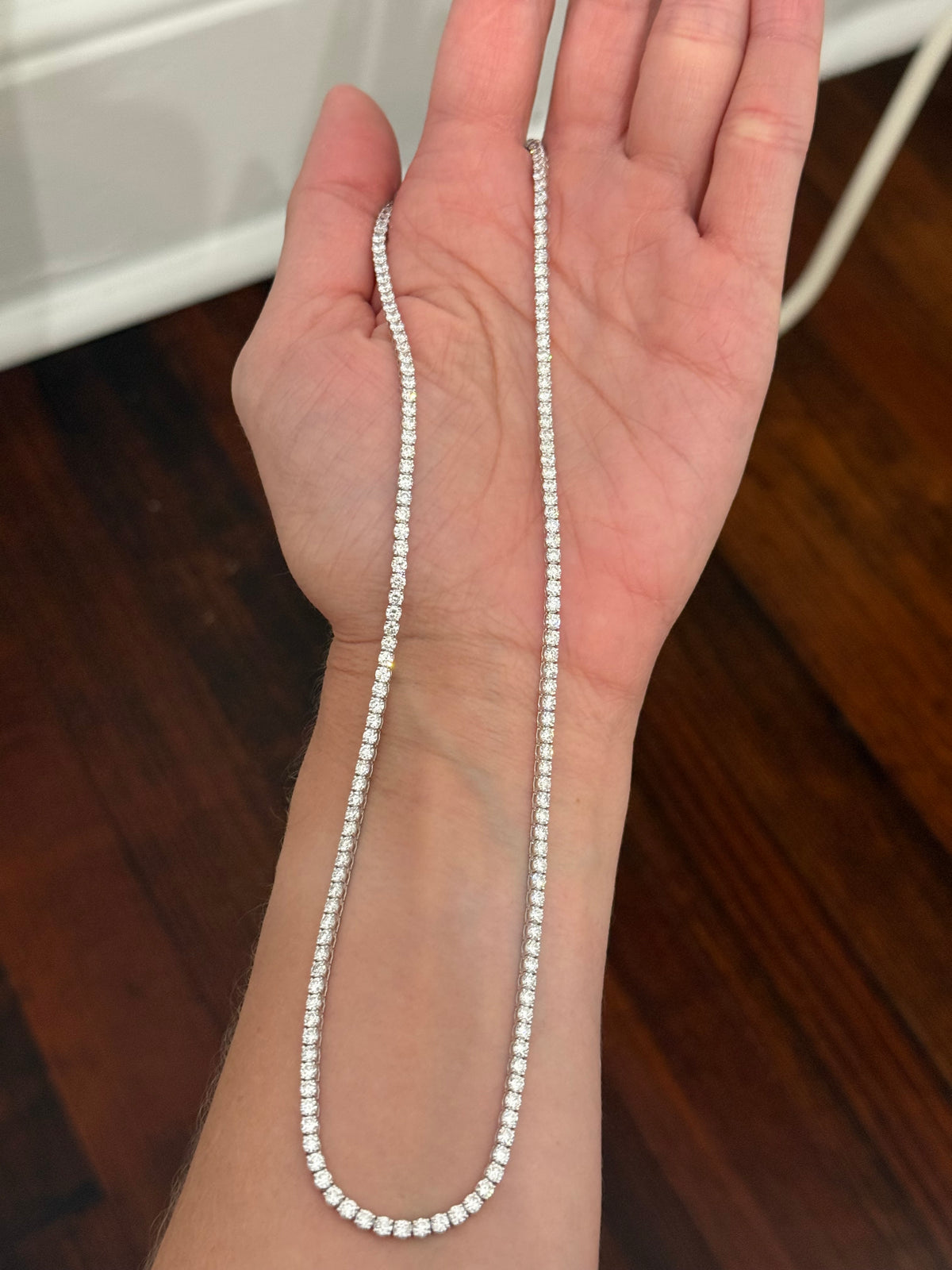 18” 4 prong white gold 12ct lab diamond tennis necklace