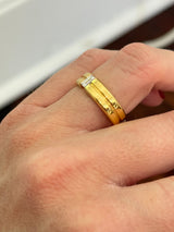 Size 8.75 yellow gold emerald cut lab diamond band