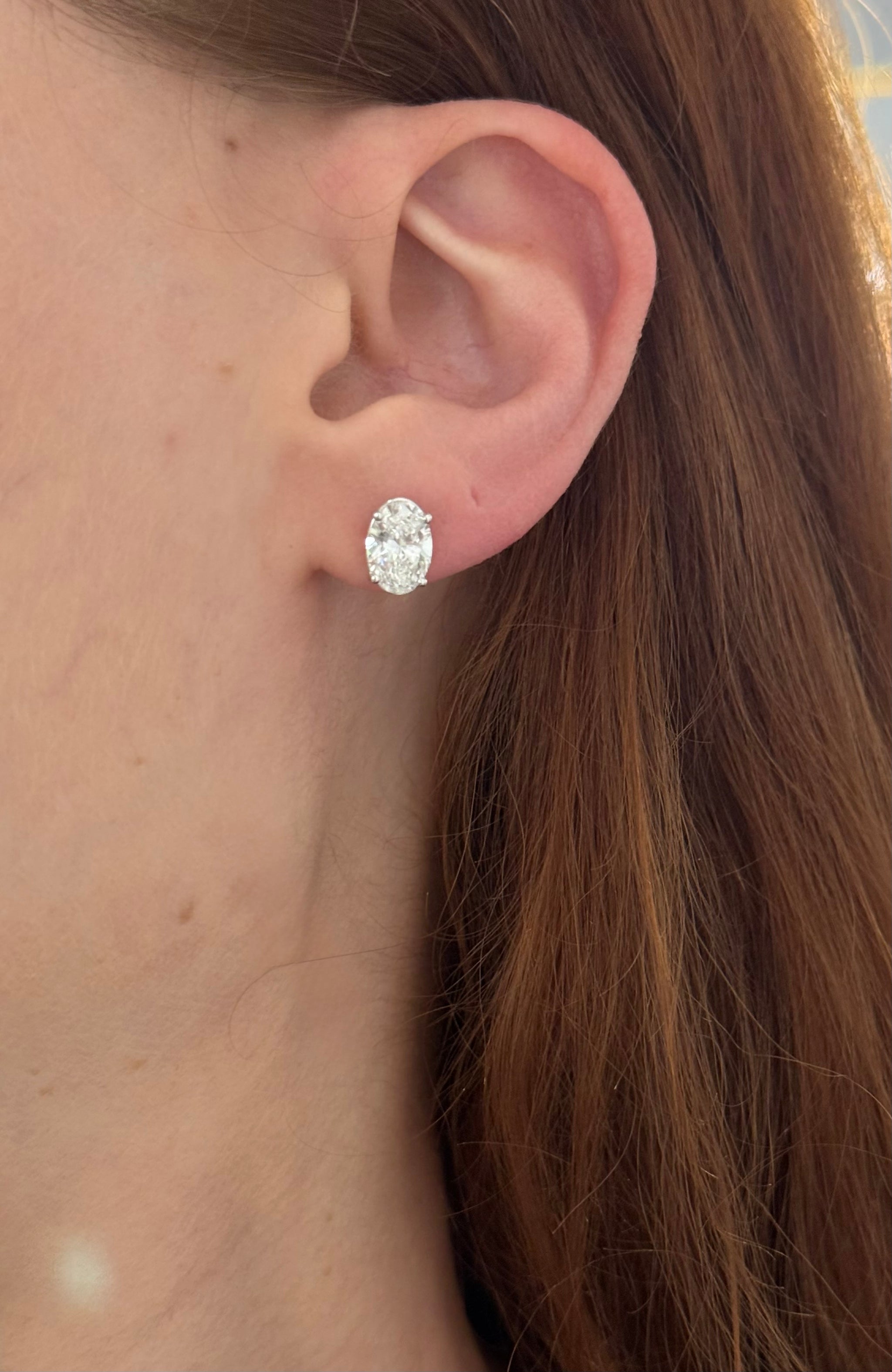 White gold oval lab diamond stud earrings