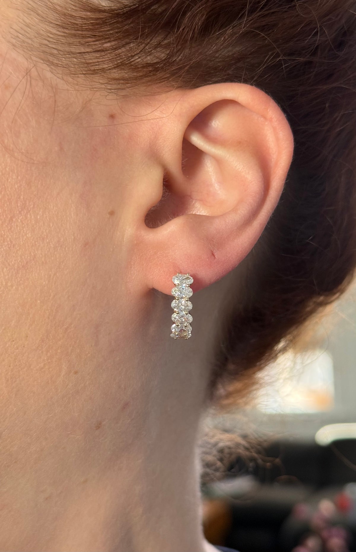 Yellow gold 2.24ct oval lab diamond oval hoops