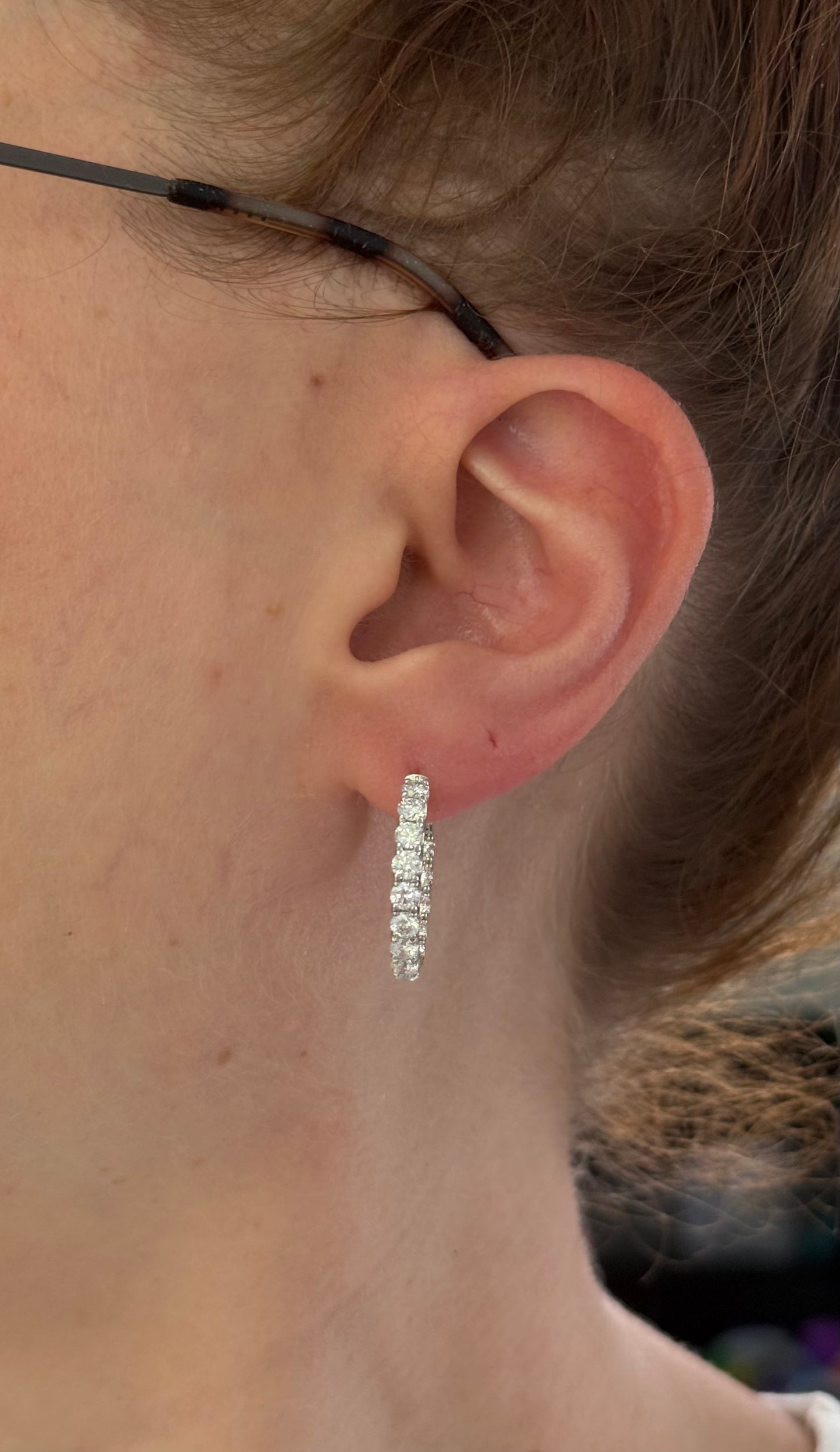 22.2mm white gold 3.08ct lab diamond inside out hoops
