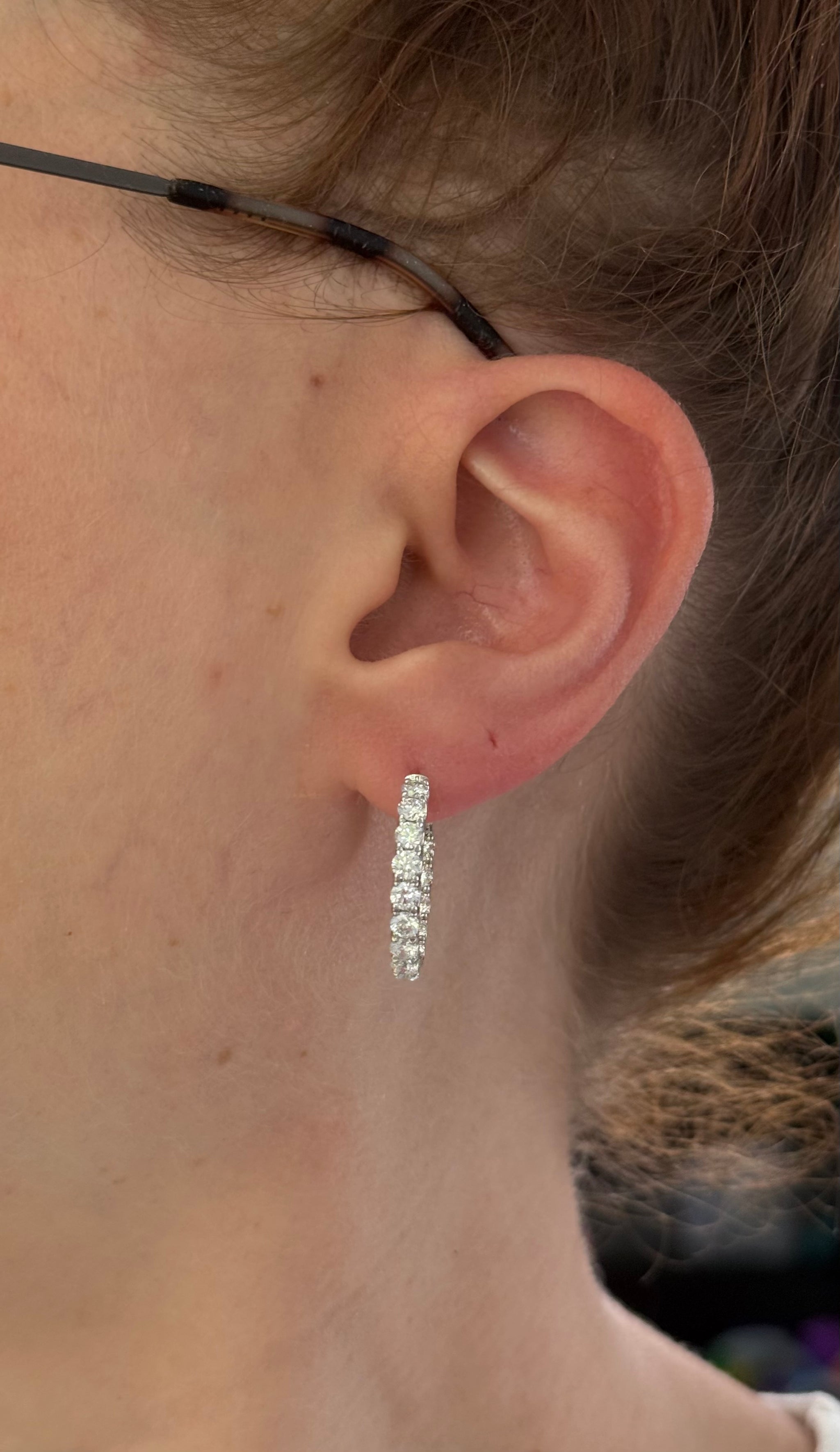 22.2mm white gold 3.08ct lab diamond inside out hoops
