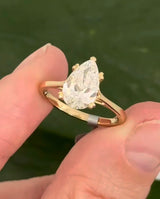 Yellow gold 2.04ct pear shaped lab diamond ring