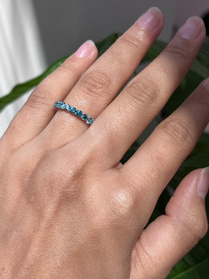 *Premade* 1.84 cttw Half Fancy Blue and Half Lab Diamonds Eternity Band