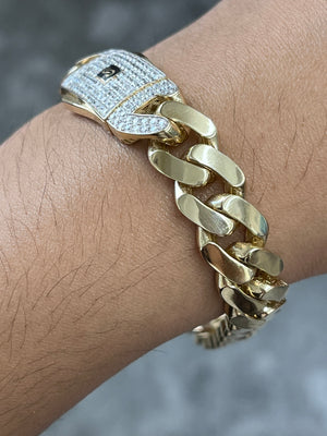 1.29 cttw 8 inches 14k Yellow Gold Cuban Link Bracelet