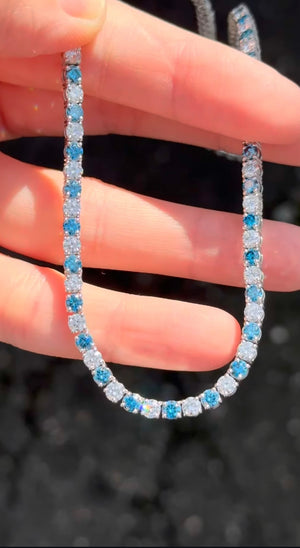 16.67 ct Blue and White Lab Diamonds Tennis Necklace