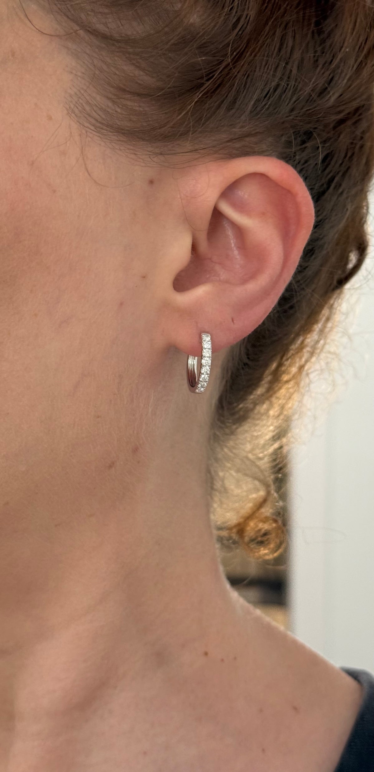 15.9mm white gold 0.60ct lab diamond hoop earrings