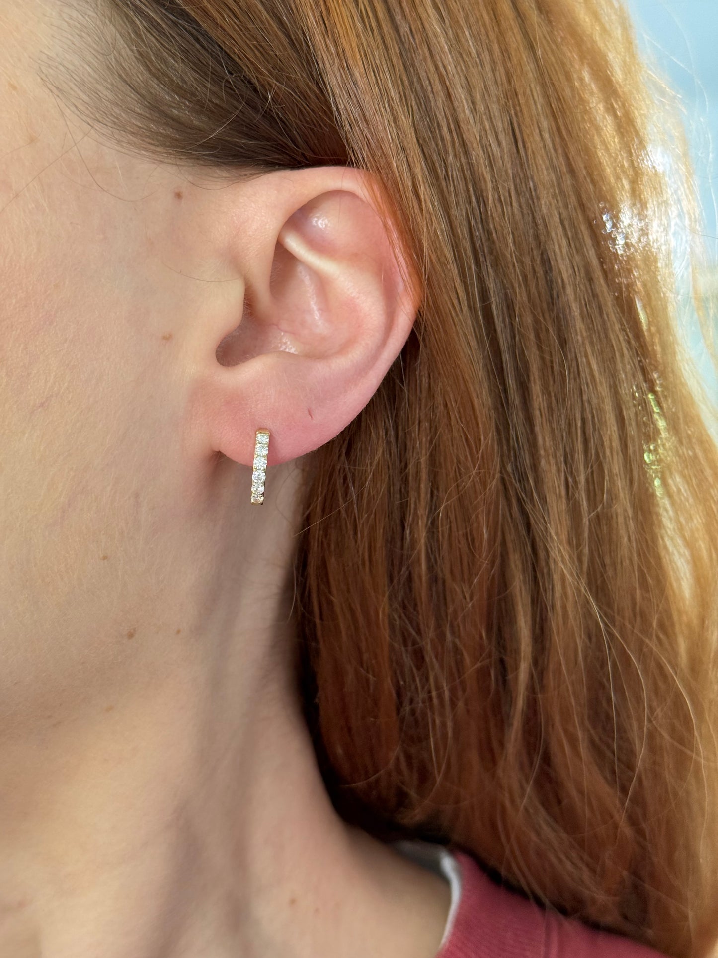 12.8mm yellow gold 0.45ct lab diamond hoop earrings