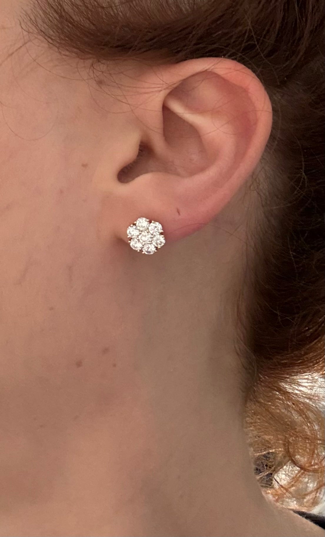 IGI certified yellow gold 2.12ct lab diamond earrings with push backs