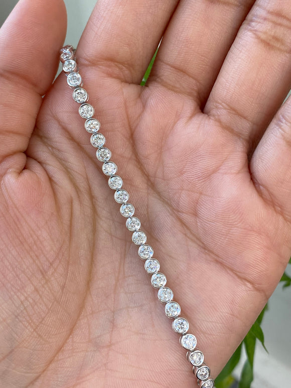 4.75 CT Lab 7 Inches Bezel Tennis Bracelet