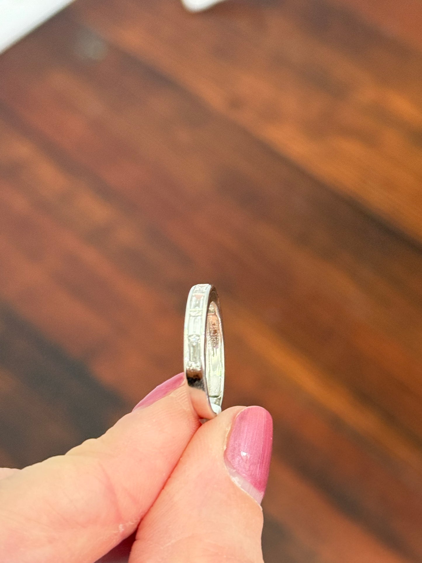 White gold east west set emerald cut lab diamond band