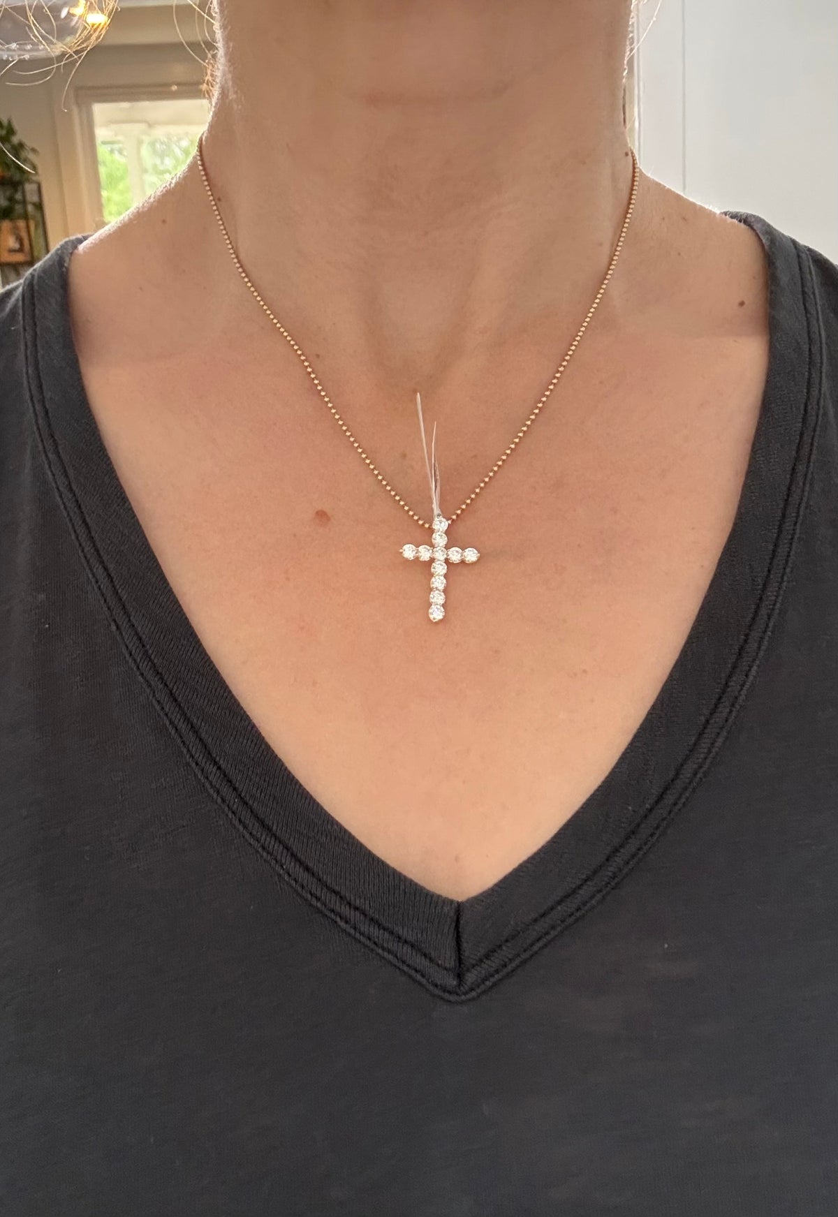 IGI certified yellow gold 1.9ct lab diamond cross pendant