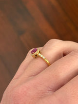 Yellow gold natural ruby and diamond ring
