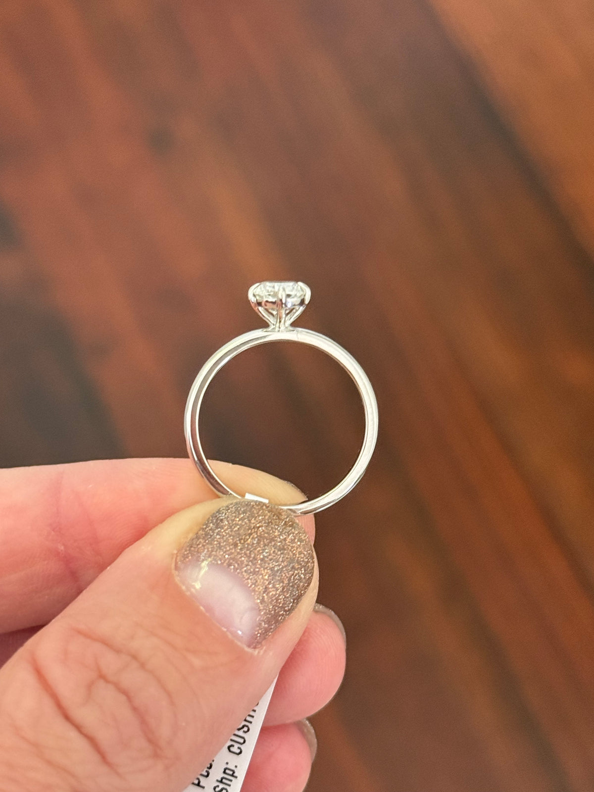 White gold 1.25ct cushion cut lab diamond ring