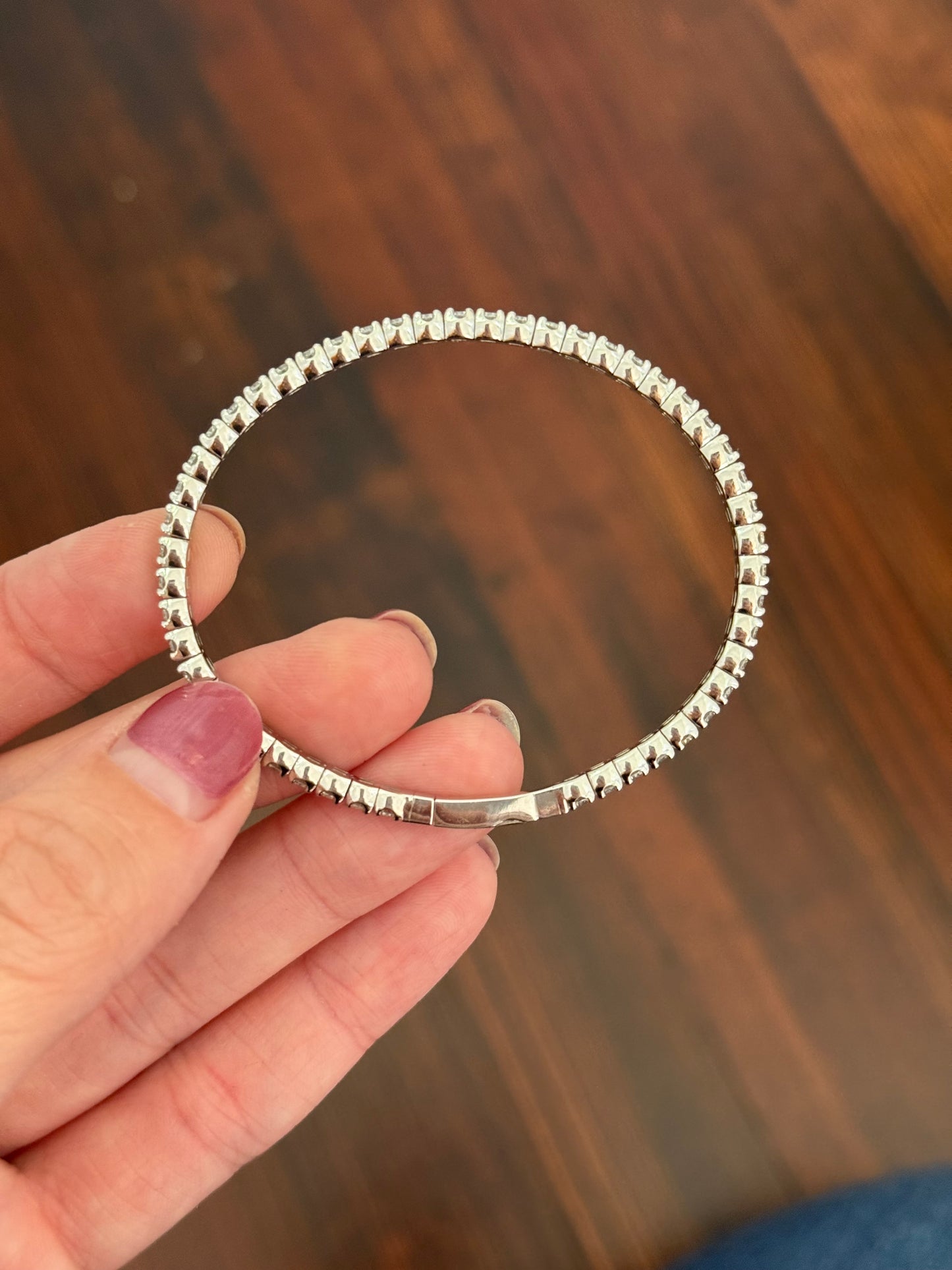 White gold 4ct natural diamond flex bracelet