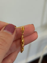 Yellow gold multi color oval sapphires and diamond dangle earrings