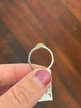 White gold heart shape yellow lab diamond and white lab diamond ring