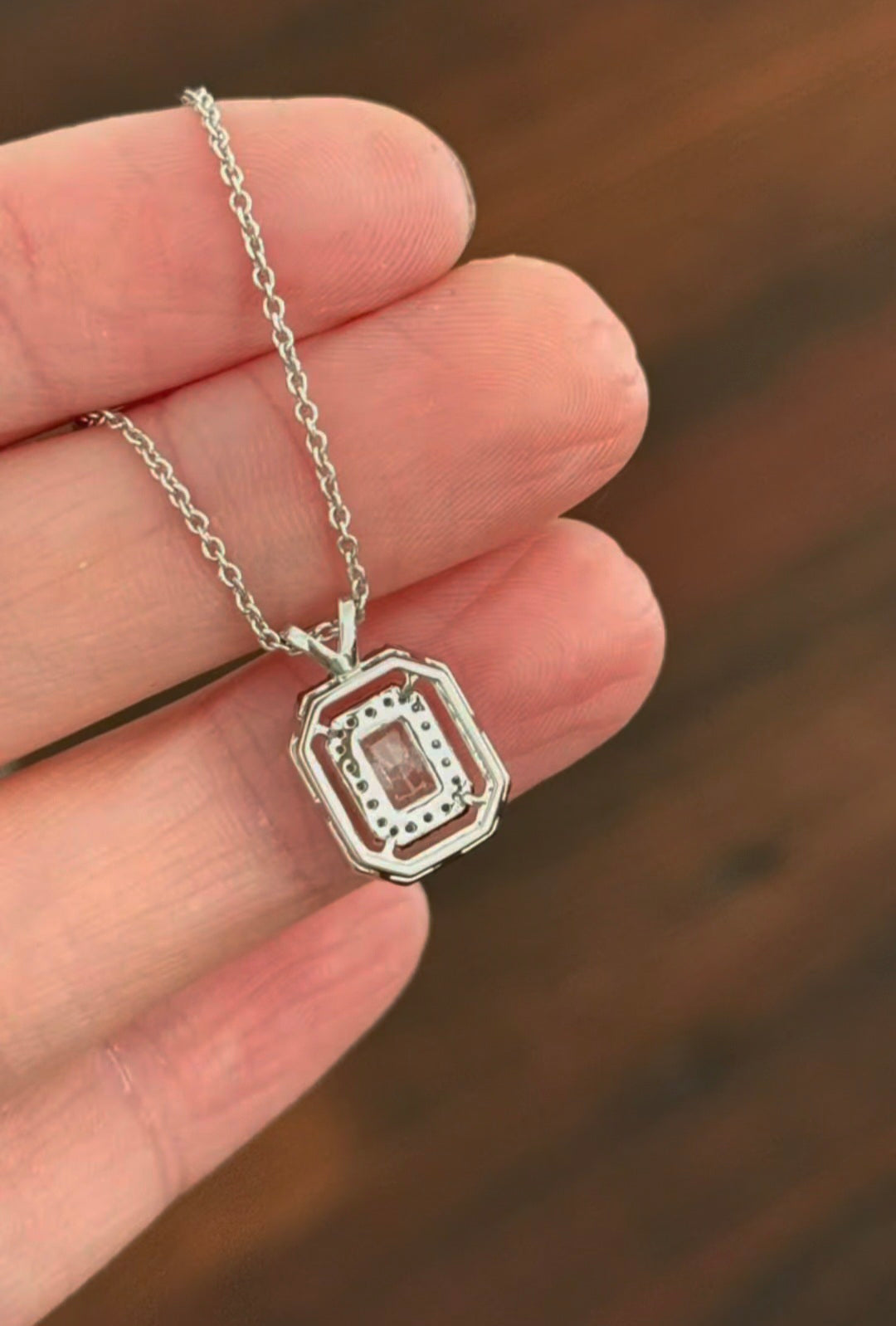 White Gold Radiant & Round Lab Diamond Necklace