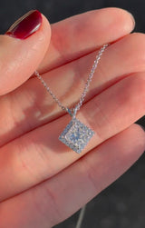 White Gold Princess Cut & Round Lab Diamond Necklace