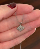 White Gold Princess Cut & Round Lab Diamond Necklace