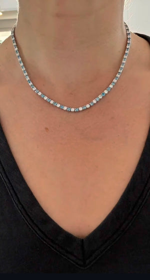16.67 ct Blue and White Lab Diamonds Tennis Necklace