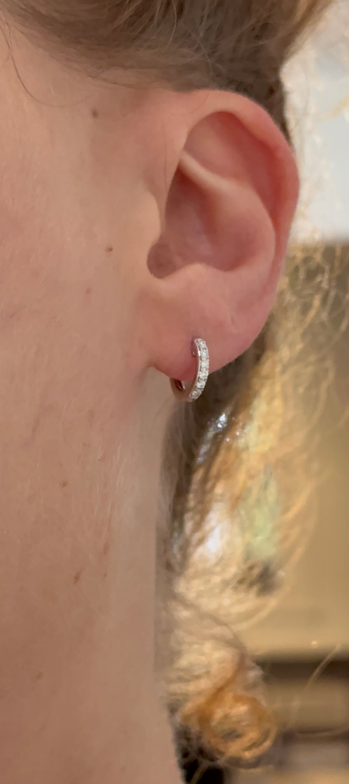 10.4mm white gold 0.19ct lab diamond hoop earrings