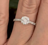 White gold 1.36ct lab diamond ring. Center stone is 1.09cts and measures 6.2mm
