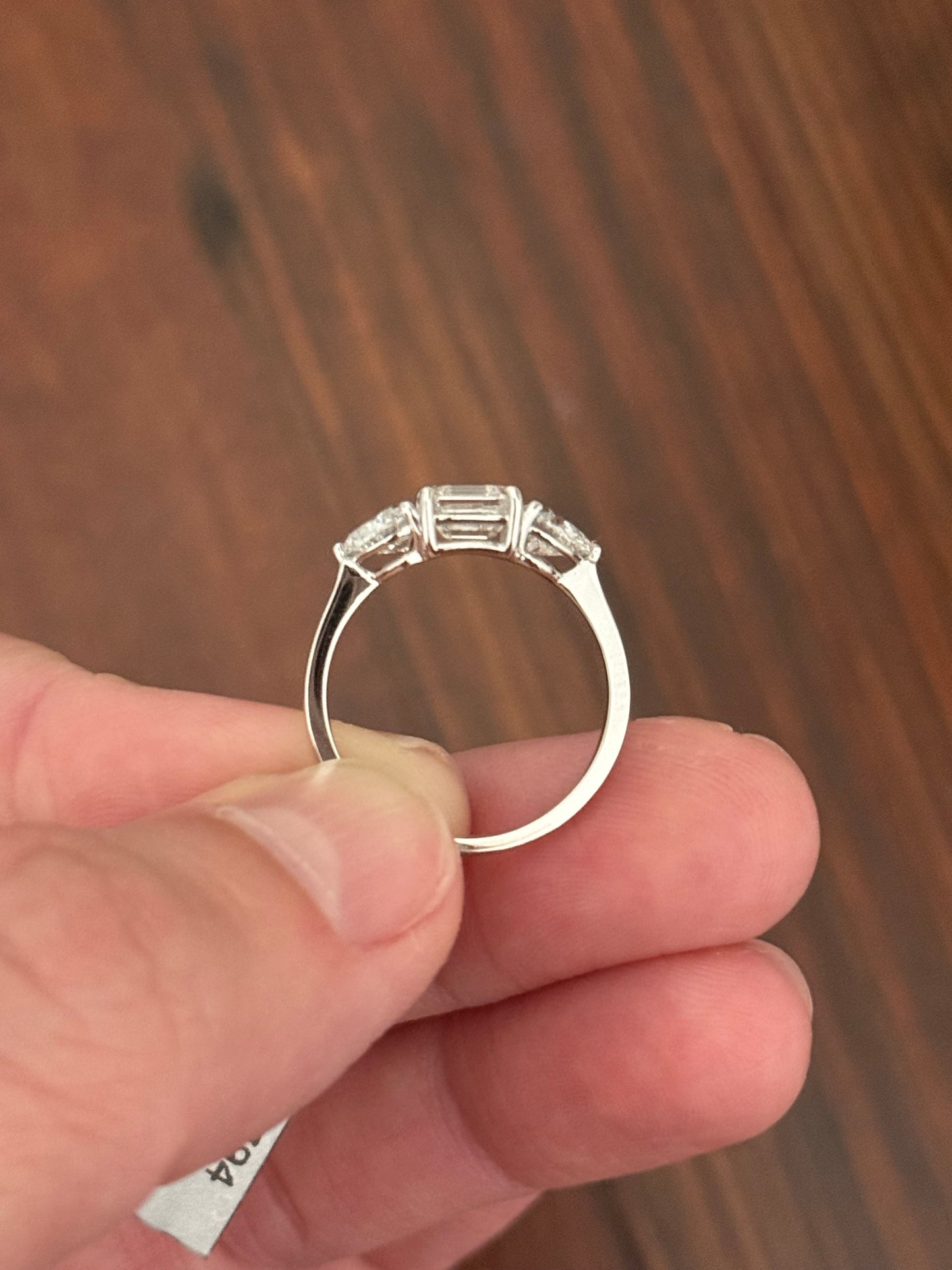 White gold asscher and heart shape lab diamond ring