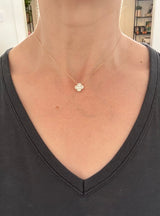 Yellow gold 0.75ct lab diamond clover necklace