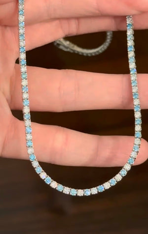 9.49 CT Blue and White Lab Diamonds Tennis Necklace