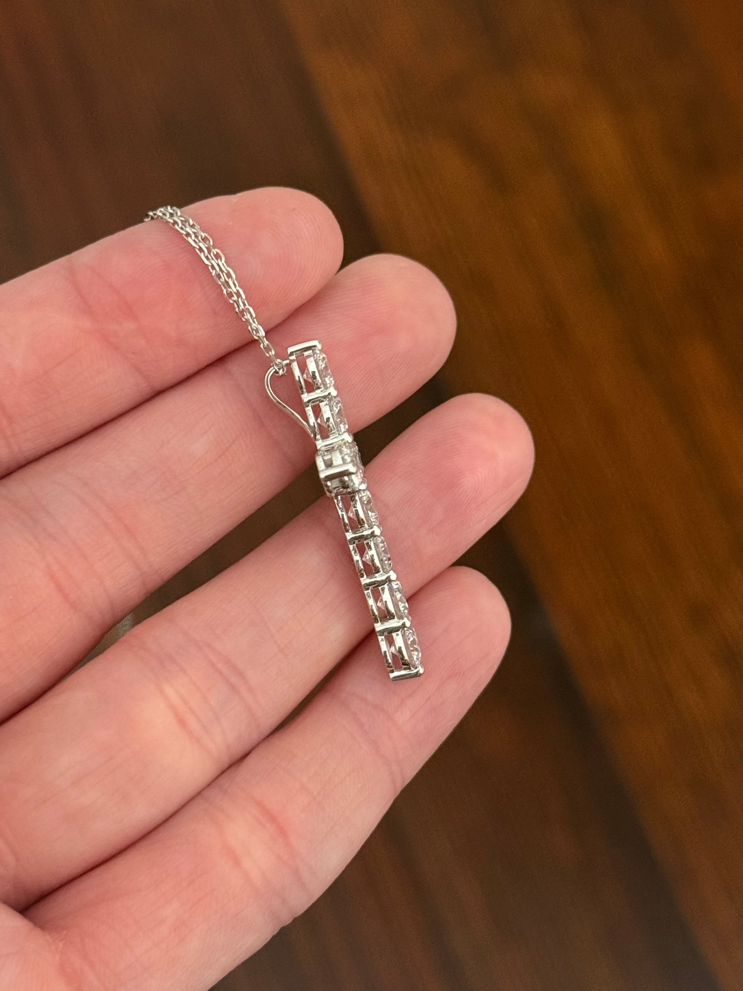 White gold 4.32ct lab diamond cross pendant and chain