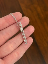 White gold 4.32ct lab diamond cross pendant and chain