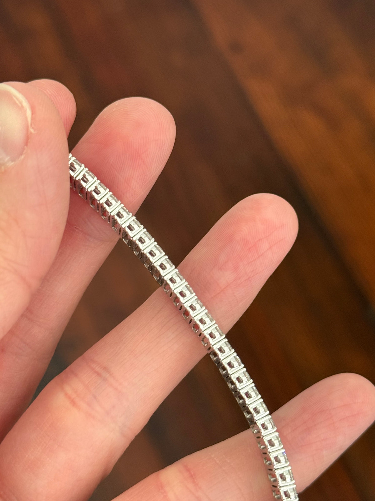 White gold 17.19ct radiant pink lab diamond and white round lab diamond bracelet