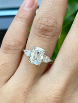 IGI certified 2.50 Ct old mine cut and pear lab diamond ring