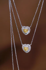 18K White Gold Real Natural Yellow Diamond Pendant Necklace for Women