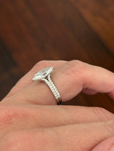 White gold marquise and round lab diamond ring