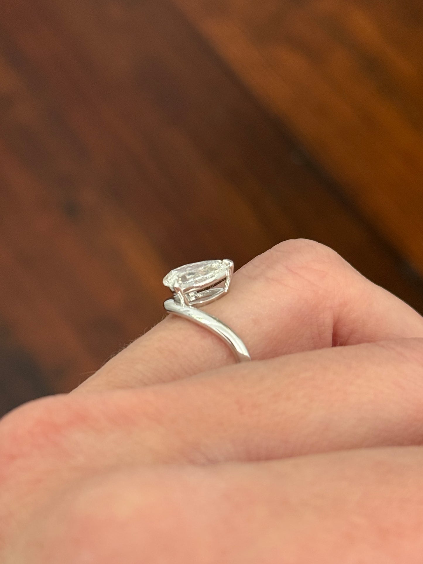 White gold 1.48ct pear shape lab diamond ring