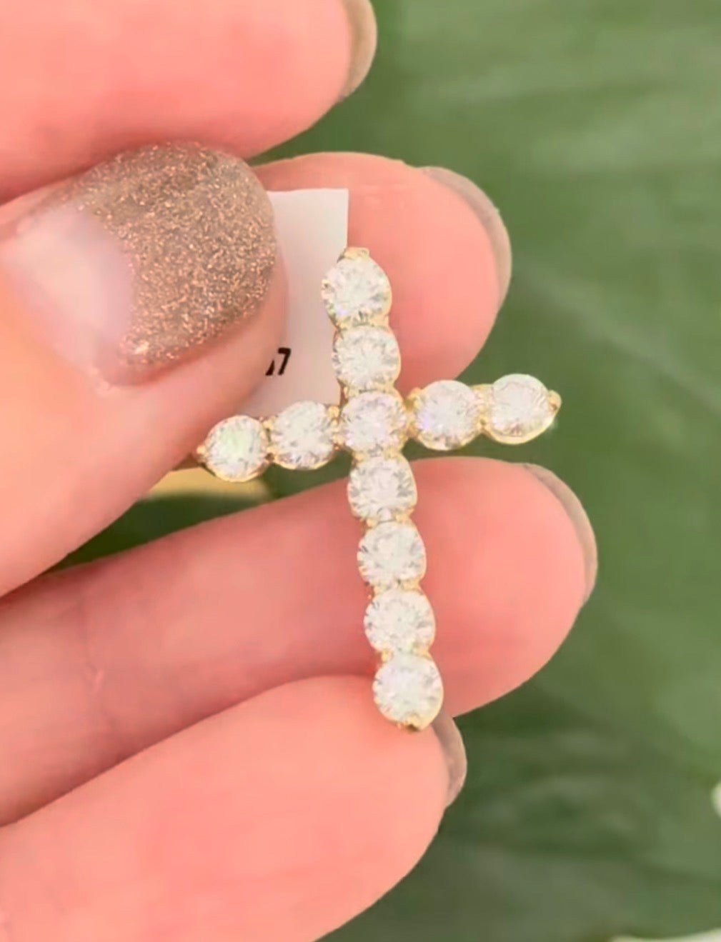 IGI certified yellow gold 1.87ct lab diamond cross pendant