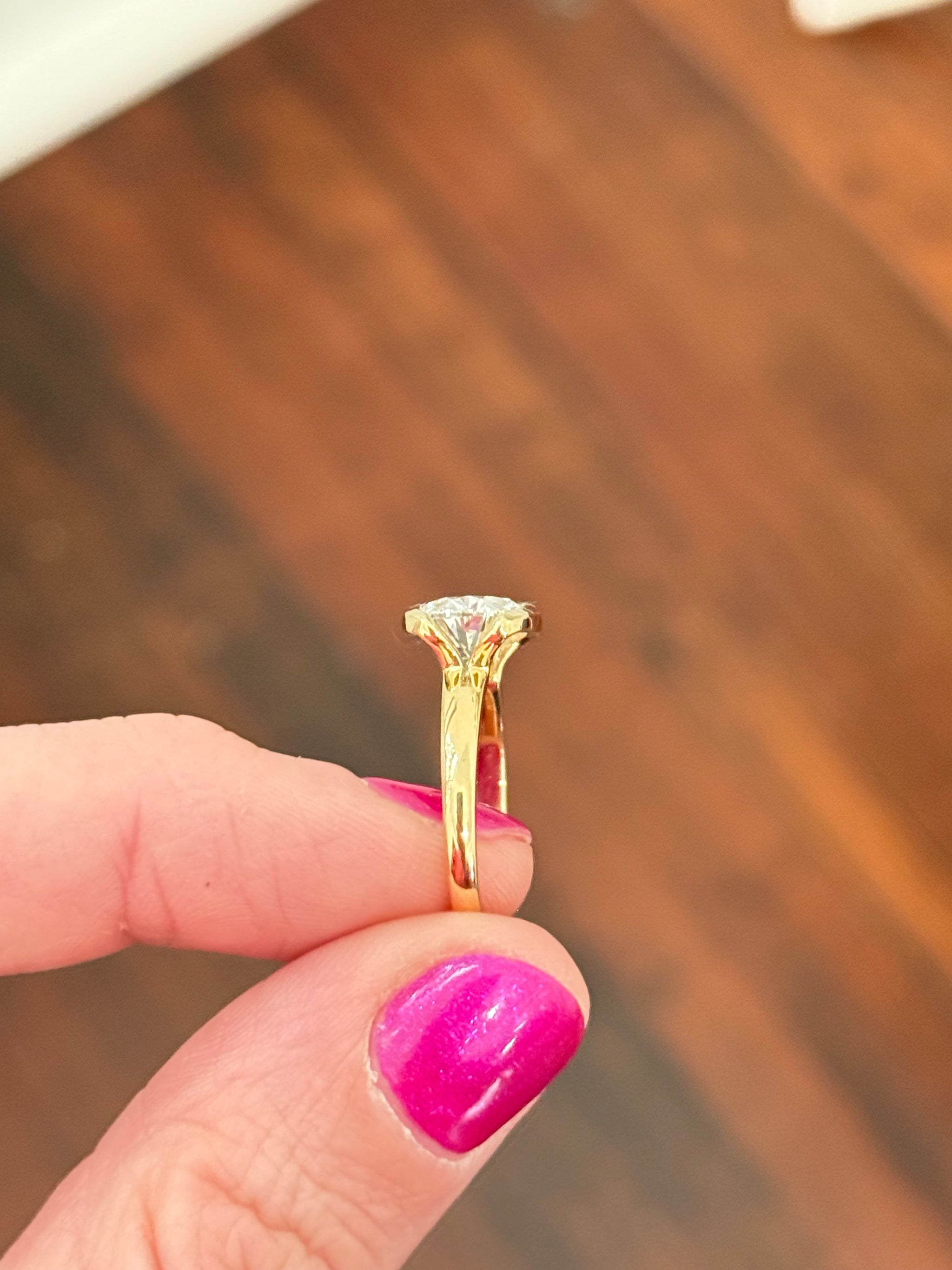 Yellow gold east west set 2.5ct oval lab diamond ring