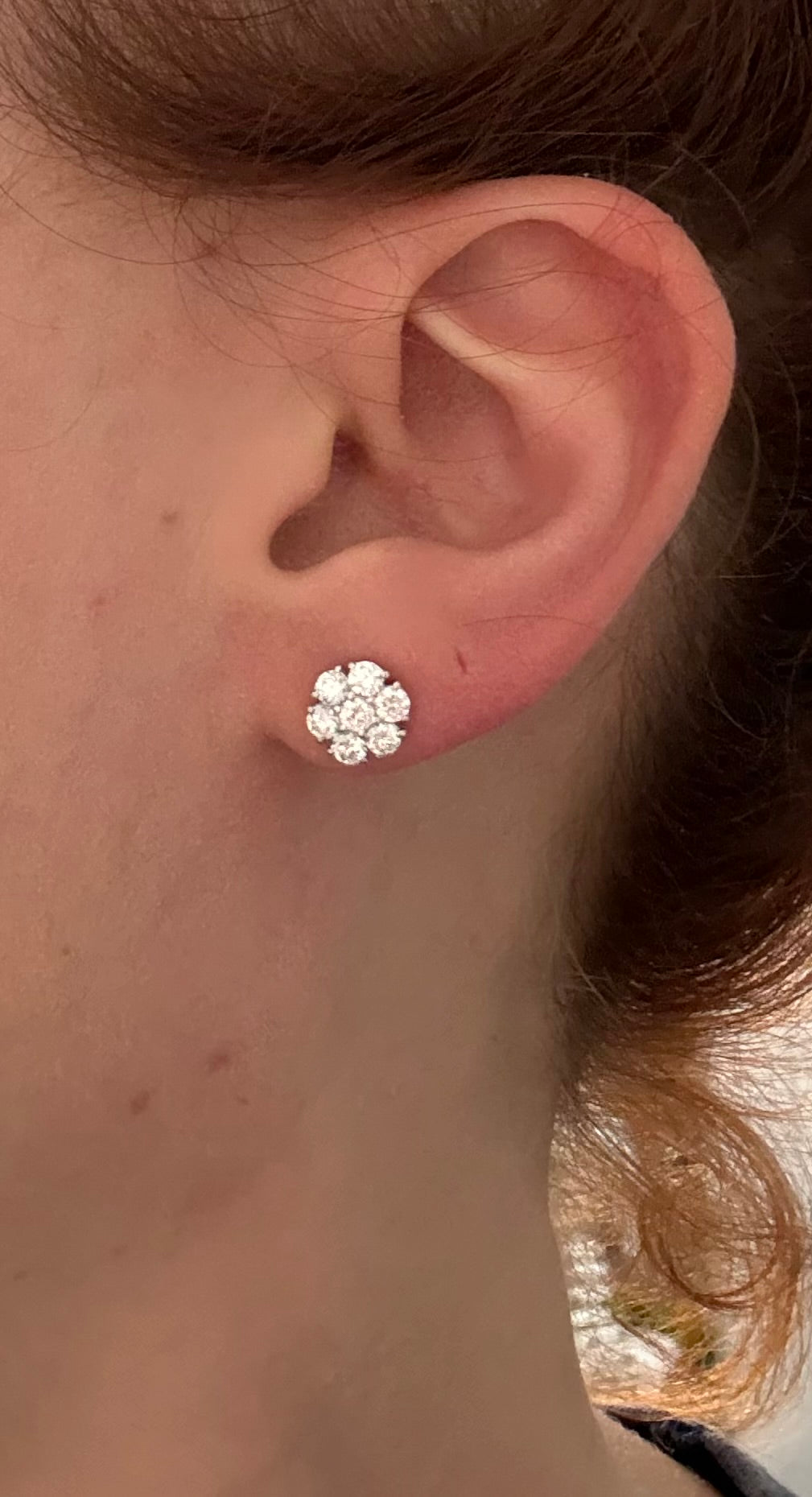 IGI certified white gold 1.34ct lab diamond earrings with push back