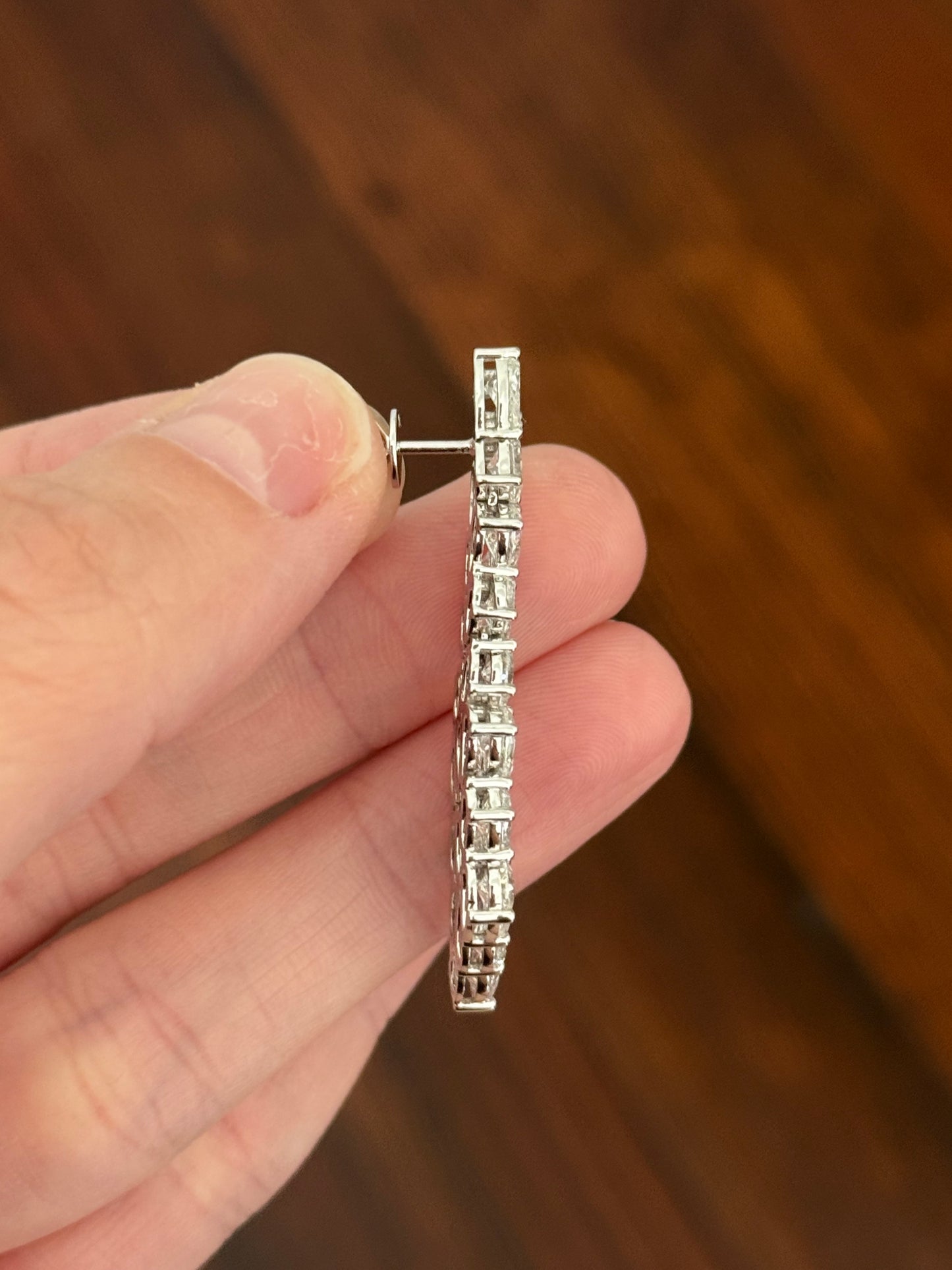 White gold oval and pear shape lab diamond earrings