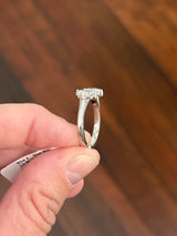 White gold 3.15ct step cut pear shape lab diamond bypass ring. Each measures 10.45x5.70mm